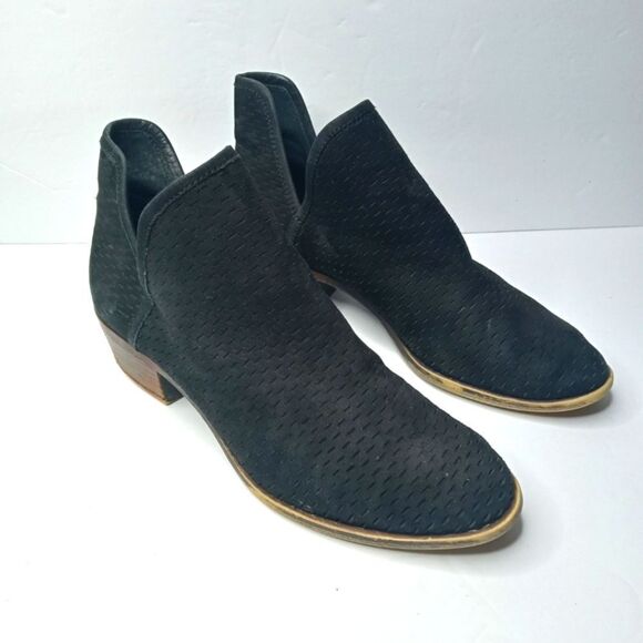Lucky Brand Baley Black Perforated Leather Booties - Picture 1 of 8